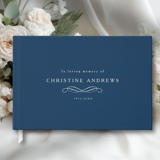 Celebration of Life Memorial–Elegant Minimal Blue Gastenboek