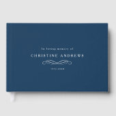 Celebration of Life Memorial–Elegant Minimal Blue Gastenboek (Voorkant)