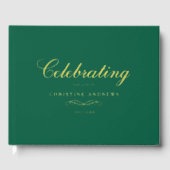 Celebration of Life Memorial–Elegant Minimal Green Gastenboek (Voorkant)