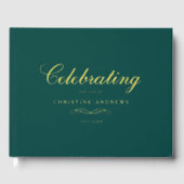 Celebration of Life Memorial–Elegant Minimal Teal Gastenboek (Voorkant)