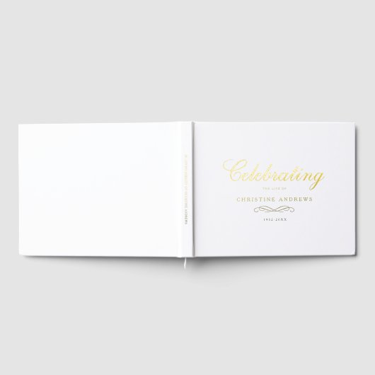 Celebration of Life Memorial–Elegant Minimal White Gastenboek (Volledig)