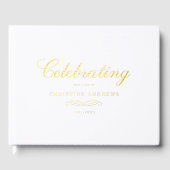 Celebration of Life Memorial–Elegant Minimal White Gastenboek (Voorkant)