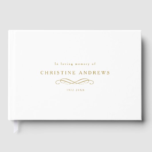 Celebration of Life Memorial–Elegant Minimal White Gastenboek (Voorkant)
