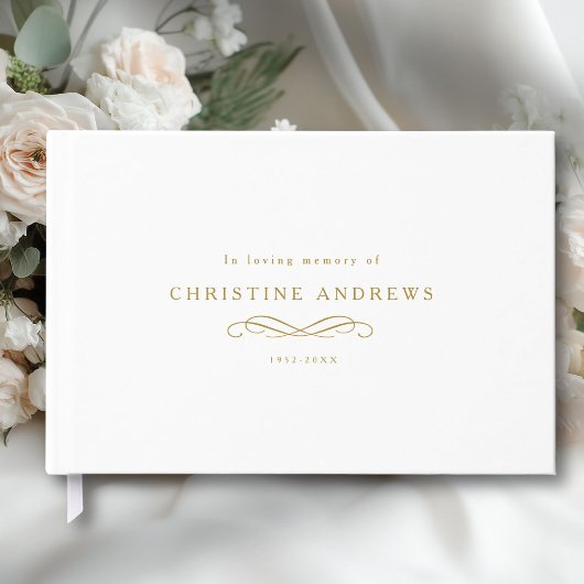 Celebration of Life Memorial–Elegant Minimal White Gastenboek