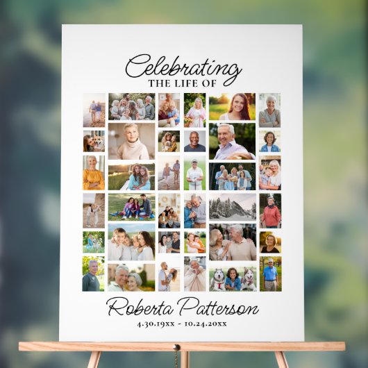 Celebration of Life Memorial Fotocollage Custom Acryl Bord (Neutraal)