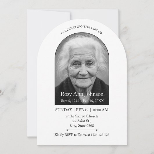Celebration of Life Memorial Funeral Invitation Kaart (Voorkant)
