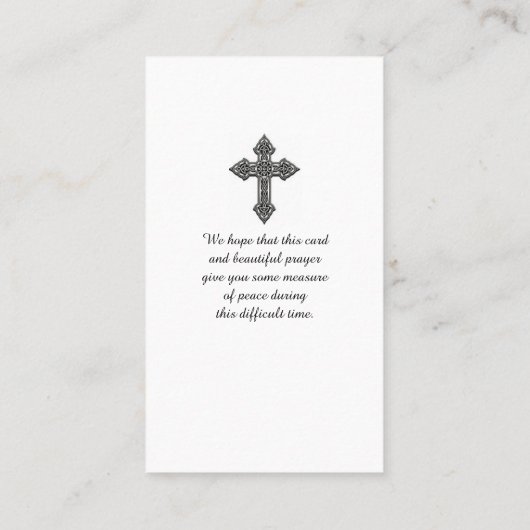 Celebration of Life Memorial Prayer Kaart Visitekaartje (Achterkant)