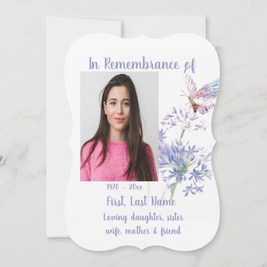 Celebration of Life Memorial  Watercolor Butterfly Kaart (Voorkant)
