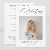 Celebration of Life Modern Memorial Photo Funeral Programmakaart (Voorkant / Achterkant)