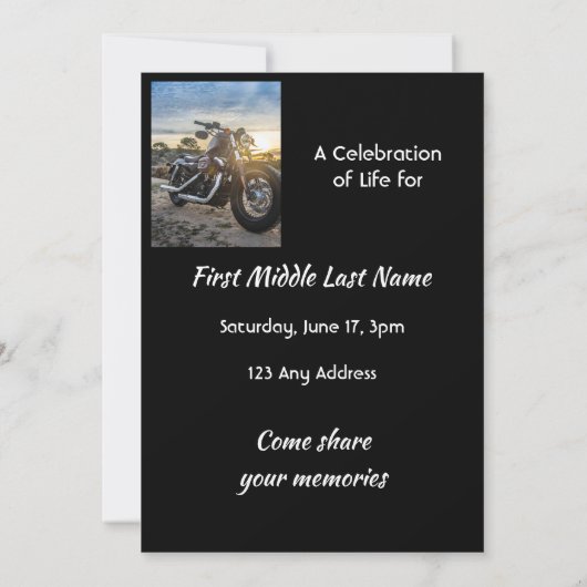 Celebration of Life  Motorcycle Biker Chopper Kaart (Achterkant)