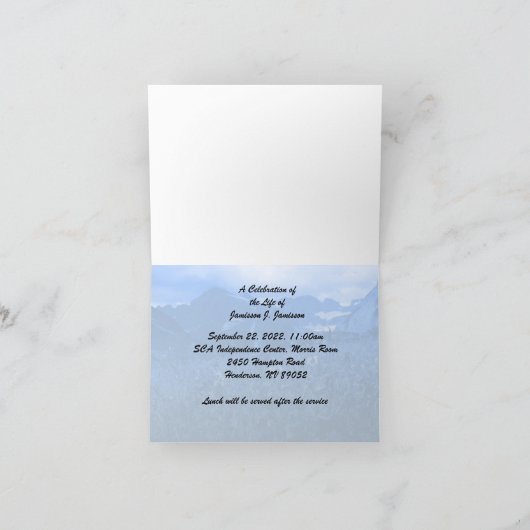 Celebration of Life Note Kaart Invitation (Binnen)