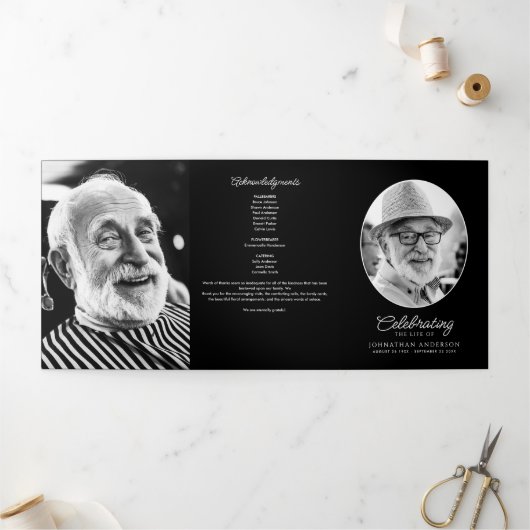 Celebration Of Life Obituary Service Order Funeral Drieluik Programma (Buitenkant)