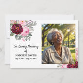 Celebration Of Life Peonies Photo Funeral Kaart (Voorkant)