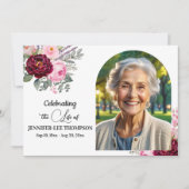 Celebration Of Life Peonies Photo Funeral Kaart (Voorkant)