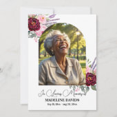 Celebration Of Life Peonies Photo Funeral  Kaart (Voorkant)