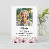 Celebration Of Life Peonies Photo Funeral  Kaart (Staand voorkant)