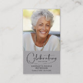 Celebration of Life Photo Bookmark Prayer Card Visitekaartje (Voorkant)