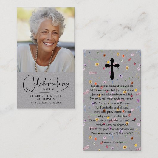 Celebration of Life Photo Bookmark Prayer Card Visitekaartje (Voorkant / Achterkant)