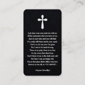 Celebration of Life Photo Bookmark Prayer Card Visitekaartje (Achterkant)