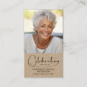 Celebration of Life Photo Bookmark Prayer Card Visitekaartje (Voorkant)