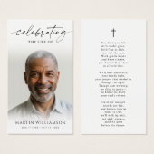 Celebration of Life Photo Cross Poem Prayer Card Visitekaartje (Voorkant /achterkant)
