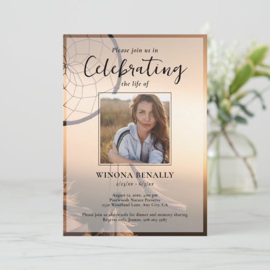 Celebration of Life Photo, Dream Catcher, Funeral Kaart (Staand voorkant)