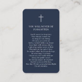 Celebration of Life Photo Funeral Blue Prayer Card Visitekaartje (Achterkant)