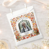 Celebration Of Life Photo Funeral Colorful Floral Bedankzakje (Geknipt)