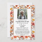 Celebration Of Life Photo Funeral Colorful Floral Kaart (Voorkant)