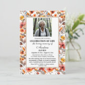 Celebration Of Life Photo Funeral Colorful Floral Kaart (Staand voorkant)