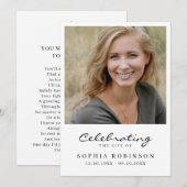 Celebration of Life Photo Funeral Memorial Card Aankondiging (Voorkant / Achterkant)