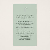 Celebration of Life Photo Funeral Prayer Card Visitekaartje (Achterkant)