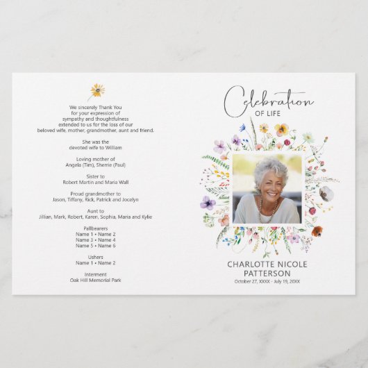 Celebration of Life Photo Funeral Program  Flyer (Voorkant)