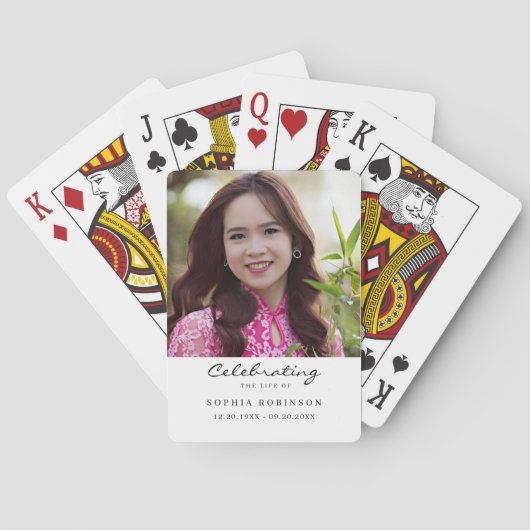 Celebration of Life Photo Memorial Keepsake Pokerkaarten (Achterkant)