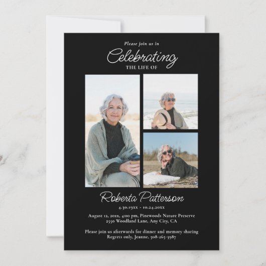 Celebration of Life Photos, Memorial Black White Kaart (Voorkant)