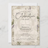 Celebration of Life Purple Butterfly Peony Funeral Kaart (Voorkant)