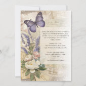 Celebration of Life Purple Butterfly Peony Funeral Kaart (Achterkant)