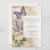 Celebration of Life Purple Butterfly Peony Funeral Kaart (Achterkant)