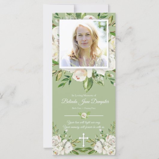 Celebration of Life Rozen Begrafenis Dank u kaart (Voorkant)