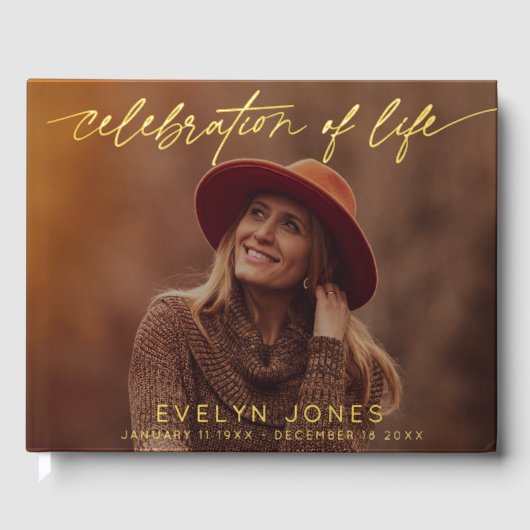 Celebration of Life Script Funeral Photo | Black Gastenboek (Voorkant)