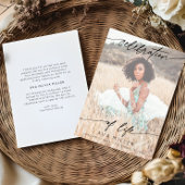 Celebration of Life Script Funeral Photo | White Bedankkaart
