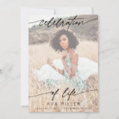 Celebration of Life Script Funeral Photo | White Bedankkaart (Voorkant)