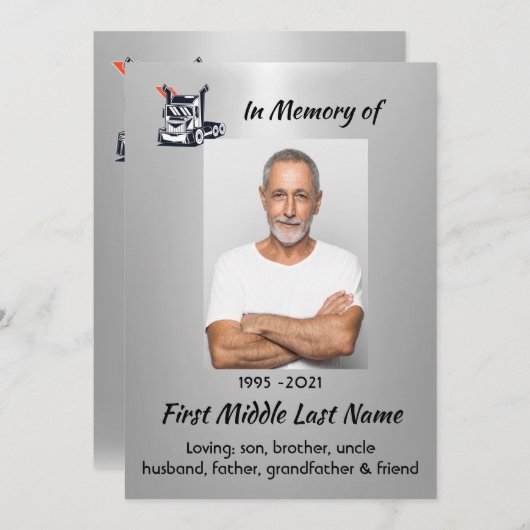 Celebration of Life Semi-Truck Tractor-trailer  Kaart (Voorkant / Achterkant)