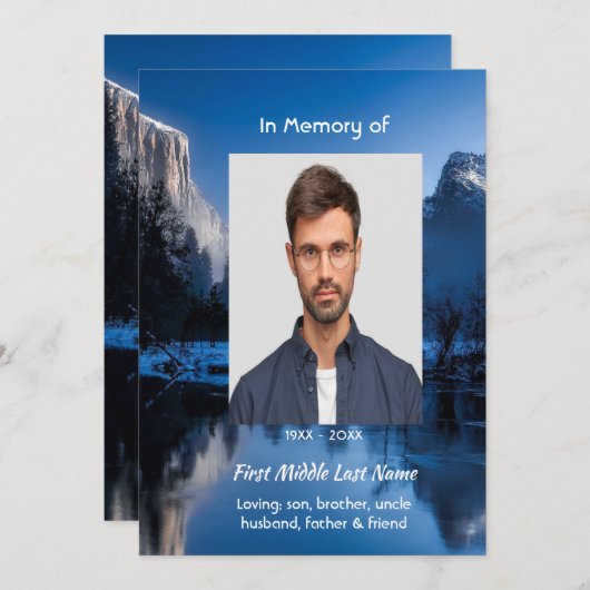 Celebration of Life Servce Mountain Lake Winter Kaart (Voorkant / Achterkant)