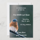 Celebration of Life Service Bluebird Garden Bird Kaart (Achterkant)