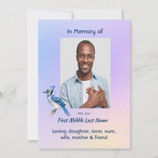 Celebration of Life Service Bluejay Kaart (Voorkant)