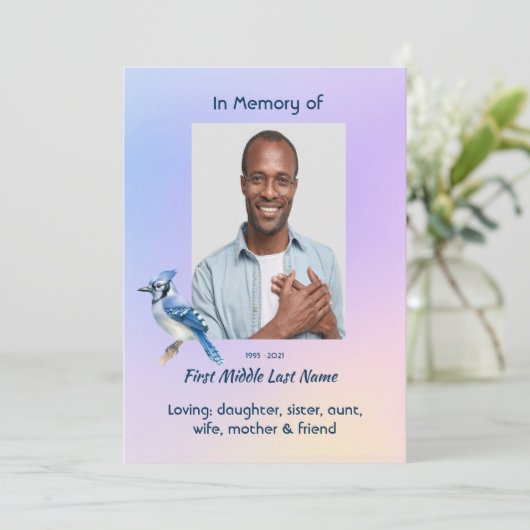 Celebration of Life Service Bluejay  Kaart (Staand voorkant)