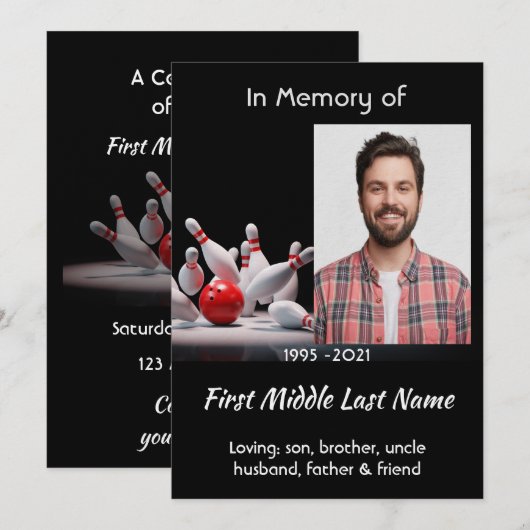 Celebration of Life Service  Bowling Bowler Kaart (Voorkant / Achterkant)