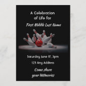 Celebration of Life Service  Bowling Bowler Kaart (Achterkant)