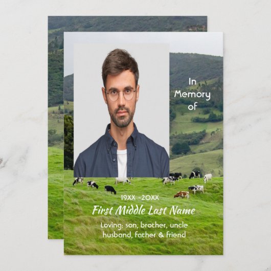 Celebration of Life Service Cattle Farm Landscape Kaart (Voorkant / Achterkant)